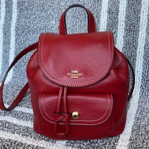 Coach Leather Red Pennie Backpack c4121